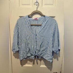 Blue and white striped top